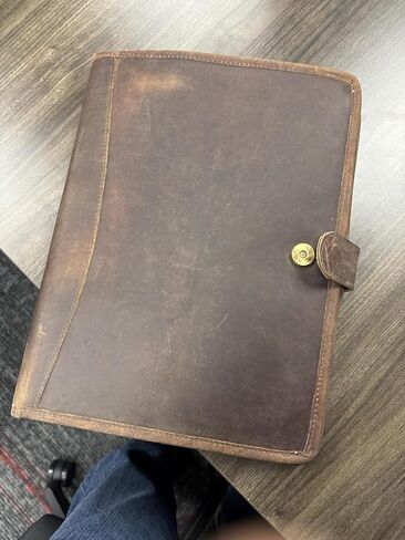 منظم محفظة جلدية مع سحاب للرجال نساء ، BADFOLOIO Business استئناف PAD PAD Portfolio Binder لـ A4/PAD ، مجلد الورقة الجلدية ، وثيقة الورقة (بنية) in Kuwait