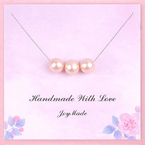 Sterling Silver Triple Freshwater Pearl Necklace: Elegant Gift for Grandma, Mother, Nana & Gigi - Perfect for Birthdays and Mother’s Day Celebrations Across Generations (Triple Pink) in Saudi Arabia