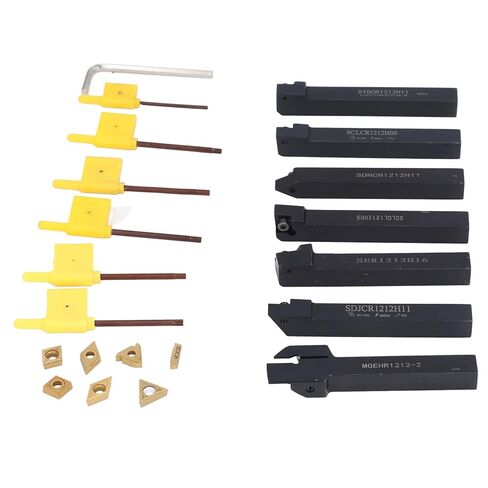 12mm Lathe Boring Bar Set 7PCS Tool Holders, 7PCS Carbide Inserts, 7PCS Wrenches for CNC Lathe Turning and Cutting in Saudi Arabia