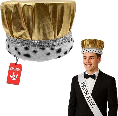 قبعة Nicky Bigs Novelties للبالغين من Royal King Queen Pageant Crown قابلة للطي قابلة للطي، زي الهالوين الرسمي للحفلات الراقصة مقاس متوسط in Kuwait