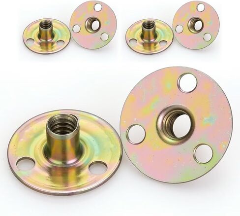 20 pcs 1/4"-20 Carbon Steel Round Base T-Nuts, Heavy-Duty Flange Insert Female Thread Nuts for Furniture Hardware, Woodworking & DIY Projects in Kuwait