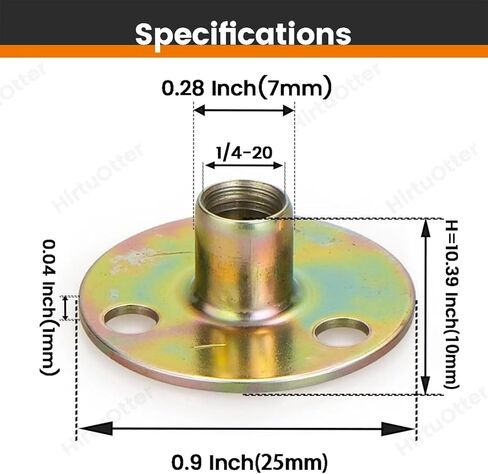 20 pcs 1/4"-20 Carbon Steel Round Base T-Nuts, Heavy-Duty Flange Insert Female Thread Nuts for Furniture Hardware, Woodworking & DIY Projects in Kuwait