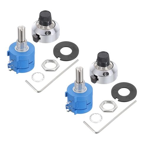 MECCANIXITY 2 Set 3590S-2-201L 200ohm Rotary Potentiometer, Precision Multi Turn Wirewound Potentiometer for Measuring Equipment with TOP Knob Cap Non-Slip Washer Nut Hexagonal Wrench Base in Saudi Arabia