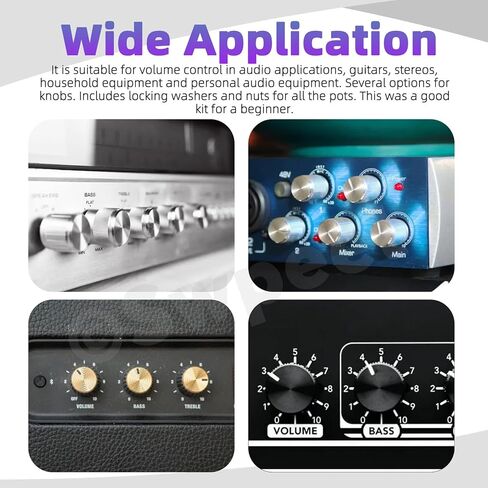 Swpeet 57Pcs Single Linear Rotary Taper Potentiometer with Plastic and Aluminum Alloy Knobs Kit, 5K 10K 50K 100K 250K 500K 1M Ohm Potentiometer Carbon file Variable Resistor for Audio Volume Control in Saudi Arabia