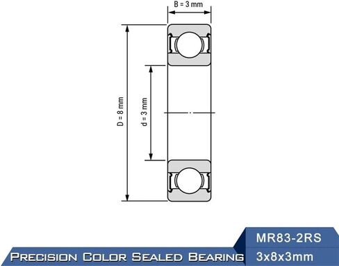 MR83-2RS تحمل ABEC-1 مصغرة ذات حواف MR83RS الكرات R-830ZZY03 3x8x3mm in Kuwait