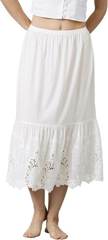 100% Cotton Half Slip for Women Under Dresses Long Underskirt Lace Slip Skirt Non Cling in Saudi Arabia