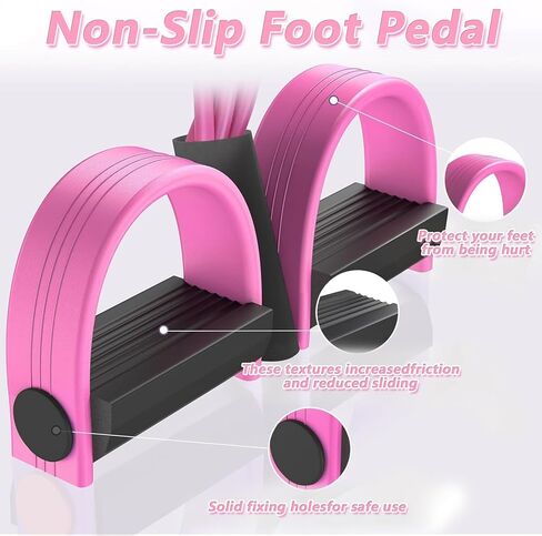 New Pedal Resistance Band with Handle, Natural Rubber Foot Resistance Bands with Handles, 6-Tube Manual Resistance Training Pedal Resistance Foot Pedal for Abdomen, Waist, Hands, Legs（Pink） in Saudi Arabia