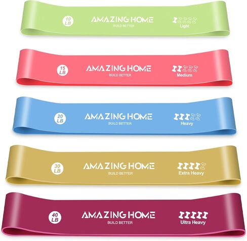 Resistance Bands for Working Out- 5 Levels with Exercise Bands, Multi-Colored Stretch Bands for Women Men, Legs, Glutes, Thighs, Yoga, Indoor & Outdoor Fitness in Saudi Arabia