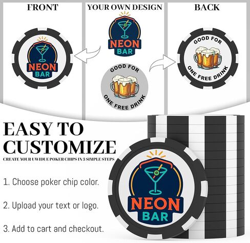 25-500 Personalized Clay Poker Chips – 1.57in / 11.5g Custom Logo, Photo, or Design – Good for Drink Tokens Parties, Businesses, or Corporate Events in Saudi Arabia