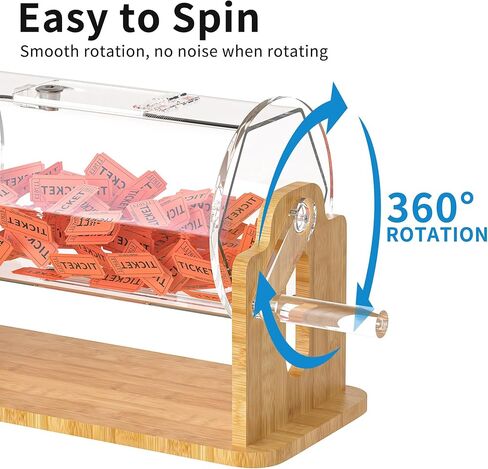 طبلة سحب من الأكريليك الشفاف من Orionstar مع قاعدة من الخيزران الموزون - قرص تذاكر احترافي لجمع التبرعات - صندوق يانصيب شفاف يتضمن قفل وسعة 2000 - يتميز بأقدام مطاطية ومفاتيح in Kuwait