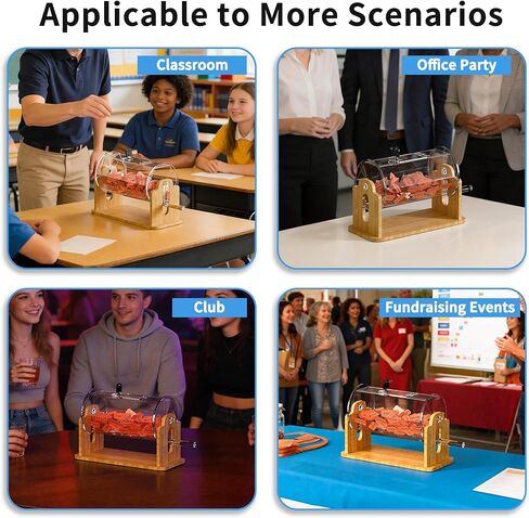 طبلة سحب من الأكريليك الشفاف من Orionstar مع قاعدة من الخيزران الموزون - قرص تذاكر احترافي لجمع التبرعات - صندوق يانصيب شفاف يتضمن قفل وسعة 2000 - يتميز بأقدام مطاطية ومفاتيح in Kuwait