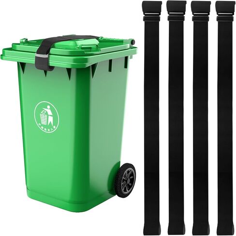 Dicunoy 4 Pack Garbage Can Lids Locks, Adjustable Outdoor Trash Can Straps for Animals, Bear Proof Trash Can Locks for Stop Animals, Squirrels, Dogs and Raccoon Rummaging in Saudi Arabia