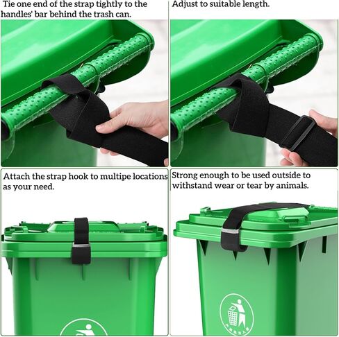 Dicunoy 4 Pack Garbage Can Lids Locks, Adjustable Outdoor Trash Can Straps for Animals, Bear Proof Trash Can Locks for Stop Animals, Squirrels, Dogs and Raccoon Rummaging in Saudi Arabia