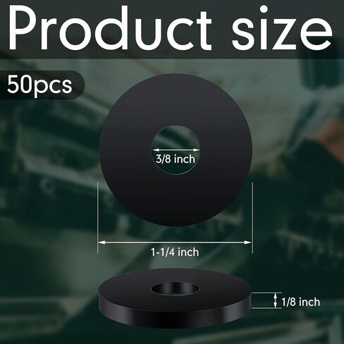 Fabbay Rubber Flat Washer 1.25" OD x 0.375" ID x 0.125" Thickness (50 Pack) in Saudi Arabia