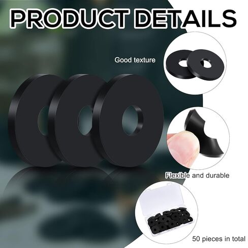 Fabbay Rubber Flat Washer 1.25" OD x 0.375" ID x 0.125" Thickness (50 Pack) in Saudi Arabia