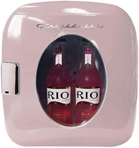 Frigidaire Retro Mini Fridge, 12/9 liters Cans Beverage Cooler, 100% Freon-Free & Eco Friendly Perfect for Home, Office, or Cars. Includes Plugs for Home Outlet & 12V Car Charger (PINK) in Saudi Arabia