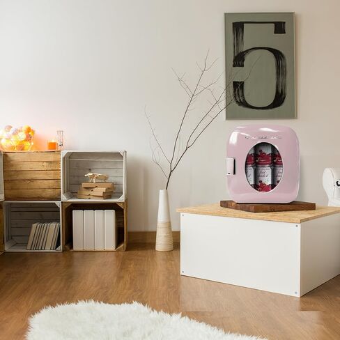 Frigidaire Retro Mini Fridge, 12/9 liters Cans Beverage Cooler, 100% Freon-Free & Eco Friendly Perfect for Home, Office, or Cars. Includes Plugs for Home Outlet & 12V Car Charger (PINK) in Saudi Arabia
