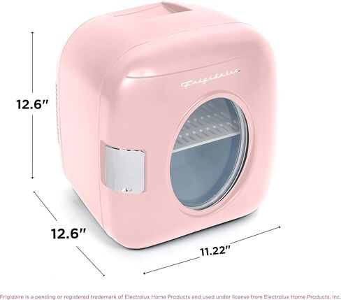 Frigidaire Retro Mini Fridge, 12/9 liters Cans Beverage Cooler, 100% Freon-Free & Eco Friendly Perfect for Home, Office, or Cars. Includes Plugs for Home Outlet & 12V Car Charger (PINK) in Saudi Arabia