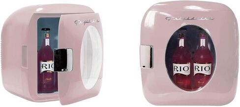 Frigidaire Retro Mini Fridge, 12/9 liters Cans Beverage Cooler, 100% Freon-Free & Eco Friendly Perfect for Home, Office, or Cars. Includes Plugs for Home Outlet & 12V Car Charger (PINK) in Saudi Arabia