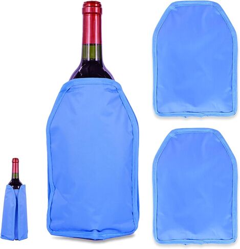 Wine Cooler Sleeve, Wine Bottle Chiller Sleeve, Long Lasting Reusable Freezer Gel Sleeve | Chill Prosecco, Champagne, Beer & Wine Bottles | Portable Insulator, Perfect Gift for Wine Lover（a set of 2) in Kuwait