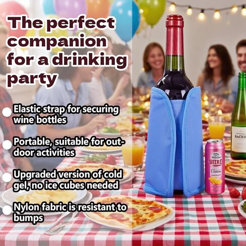 Wine Cooler Sleeve, Wine Bottle Chiller Sleeve, Long Lasting Reusable Freezer Gel Sleeve | Chill Prosecco, Champagne, Beer & Wine Bottles | Portable Insulator, Perfect Gift for Wine Lover（a set of 2) in Kuwait