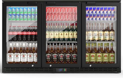 Coolake 53 "مبرد بار خلفي مع 3 أبواب زجاجية، 11.7 قدم مكعب ثلاجة مشروبات تجارية تحت ارتفاع العداد، ثلاجة بيرة من الفولاذ المقاوم للصدأ مع إضاءة LED لمشروبات الصودا والبيرة والنبيذ in Kuwait