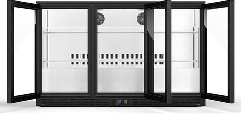 Coolake 53 "مبرد بار خلفي مع 3 أبواب زجاجية، 11.7 قدم مكعب ثلاجة مشروبات تجارية تحت ارتفاع العداد، ثلاجة بيرة من الفولاذ المقاوم للصدأ مع إضاءة LED لمشروبات الصودا والبيرة والنبيذ in Kuwait