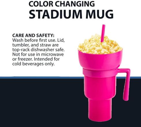 Stadium Tumbler with Snack Bowl 2 In 1 Beverage Cup Top Snack Bowl for Movie Leakproof Snack Tumbler with Straw Portable Reusable Snack and Drink Cup for Home Travel () in Kuwait