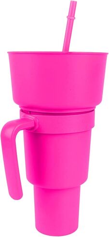 Stadium Tumbler with Snack Bowl 2 In 1 Beverage Cup Top Snack Bowl for Movie Leakproof Snack Tumbler with Straw Portable Reusable Snack and Drink Cup for Home Travel () in Kuwait