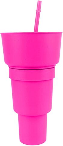 Stadium Tumbler with Snack Bowl 2 In 1 Beverage Cup Top Snack Bowl for Movie Leakproof Snack Tumbler with Straw Portable Reusable Snack and Drink Cup for Home Travel () in Kuwait