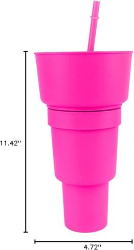 Stadium Tumbler with Snack Bowl 2 In 1 Beverage Cup Top Snack Bowl for Movie Leakproof Snack Tumbler with Straw Portable Reusable Snack and Drink Cup for Home Travel () in Kuwait