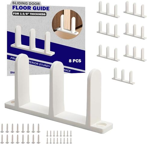 Sliding Closet Door Floor Guide, ABS Sliding Closet Door Hardware for 1-3/8" Thick Door, White Closet Door Guides for Cabinet Floor with Screws, 4 Packs in Kuwait