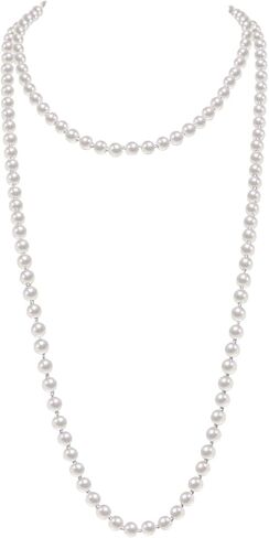 Long Faux Pearls Necklace Beaded Long Pearls Necklace Costume Jewelry in Kuwait