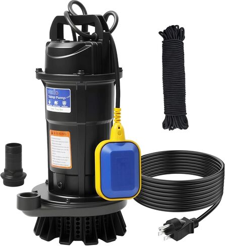 مضخة مستنقع غاطسة Weeflos 1.6HP، تشغيل/إيقاف تلقائي، تدفق عالٍ 6300 GPH، رأس أقصى 36 قدمًا، لإزالة المياه القذرة، الطابق السفلي المغمور، غطاء حمام السباحة، أحواض المياه الساخنة، ألومنيوم خفيف الوزن (1.6HP/36FT) in Kuwait