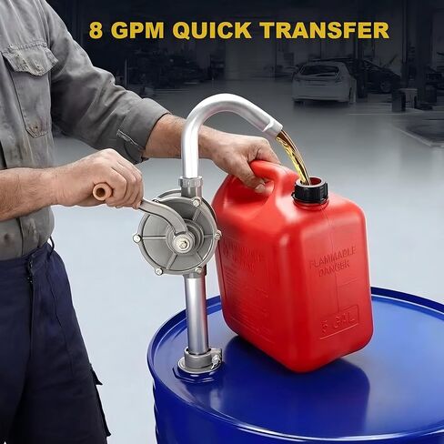 DR.tuer All-Aluminum 55 Gallon Drum Pump – Manual Fuel & Oil Transfer Pump for Diesel, Kerosene, Hydraulic & Lubricating Oils – Heavy Duty Rotary Barrel Hand Pump Fits 15–55 Gal Drums in Saudi Arabia
