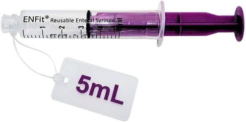 حقنة Envue ENFit 5 مل قابلة لإعادة الاستخدام على شكل حرف O لتغذية الأنبوب، 25 عبوة، مكبس أرجواني in Saudi Arabia
