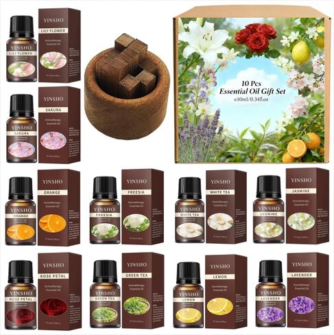 Fragrance Essential Oils Set,12pcs, Aromatherapy Oils for Skin,Diffusers,Home Care,Humidifier Laundry,Candle Making - Lily,Rose,Lavender,Green Tea,Lemon,Jasmine,Freesia,White Tea,Sweet Orange (5mL) in Saudi Arabia