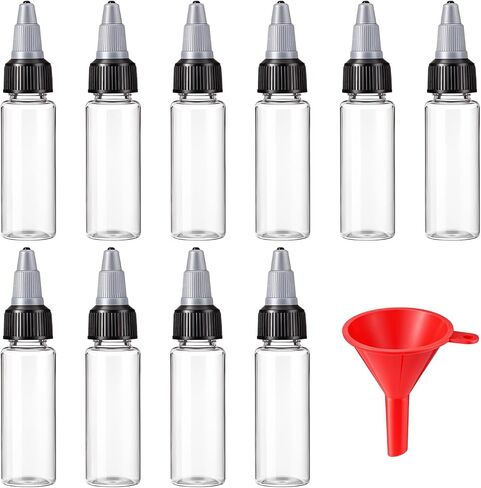 10Pcs Dispensing Bottles, 0.85oz / 25ml Plastic Squeeze Bottle with Twist Top Cap, Small Boston Round Bottle for Crafts, Household, Kitchen, Tattoo Ink Pigment, Laboratory Wash in Saudi Arabia