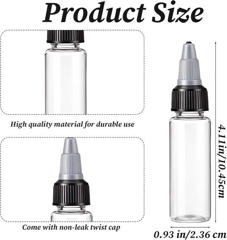 10Pcs Dispensing Bottles, 0.85oz / 25ml Plastic Squeeze Bottle with Twist Top Cap, Small Boston Round Bottle for Crafts, Household, Kitchen, Tattoo Ink Pigment, Laboratory Wash in Saudi Arabia