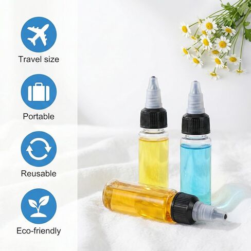 10Pcs Dispensing Bottles, 0.85oz / 25ml Plastic Squeeze Bottle with Twist Top Cap, Small Boston Round Bottle for Crafts, Household, Kitchen, Tattoo Ink Pigment, Laboratory Wash in Saudi Arabia