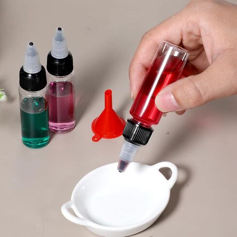 10Pcs Dispensing Bottles, 0.85oz / 25ml Plastic Squeeze Bottle with Twist Top Cap, Small Boston Round Bottle for Crafts, Household, Kitchen, Tattoo Ink Pigment, Laboratory Wash in Saudi Arabia