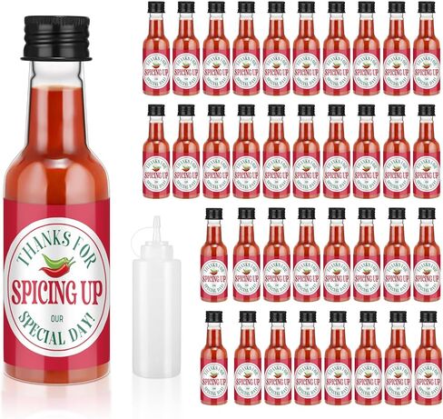 Willinglong 36 Pack Hot Sauce Wedding Favors for Guests Spicing up Our Special Day 1.7oz Mini Bridal Shower Favors Gifts Mexican Hot Sauce Plastic Bottles with Squeeze Bottle for Wedding Party in Kuwait