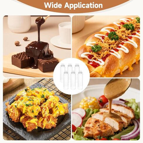 6 PCS 3 Holes Sauce Bottle Squeeze, 24 oz Squeezing Bottle with Scale, Condiment Squeeze Bottles with Tri-Cone Nozzle, Plastic Squirt Bottles for Syrup, Ketchup, Dressing, Honey in Kuwait