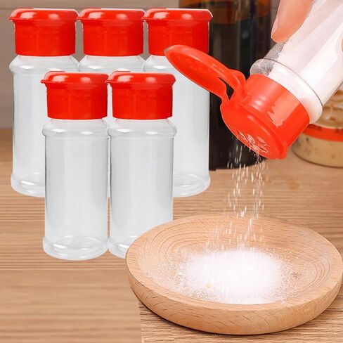 5PCS Plastic Spice Bottle Pepper Shaker with Lids Seasoning Jars Condiment Bottles Kitchen Accessories,Red in Saudi Arabia