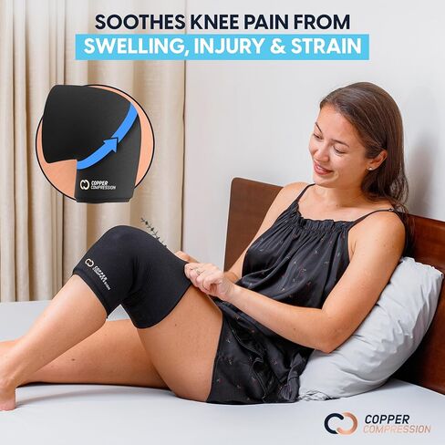 دعم العلاج الساخن والبارد لغطاء الركبة CopperFreeze™ من النحاس المضغوط لتخفيف الألم والتورم والتعافي من الإصابات - تخفيف مملوء بالنحاس بزاوية 360 درجة للركبتين والمفاصل in Kuwait
