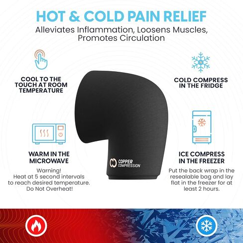 دعم العلاج الساخن والبارد لغطاء الركبة CopperFreeze™ من النحاس المضغوط لتخفيف الألم والتورم والتعافي من الإصابات - تخفيف مملوء بالنحاس بزاوية 360 درجة للركبتين والمفاصل in Kuwait