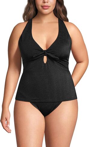 Lands' End Women's Shine Ribbed Tankini Top and High Waisted Bottom Swimsuit Set in Kuwait