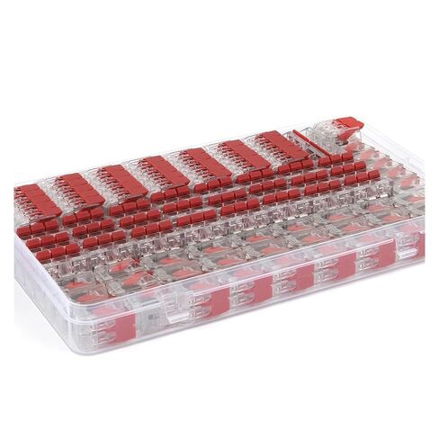 Universal Compact Wiring Splicing Conector Quick Wiring Terminal Block Set 25/75/76/90PCS Red Lever Compact Copper Conductor Push-in Electric Cable Wire Connector Kit(Red 75PCS) in Saudi Arabia