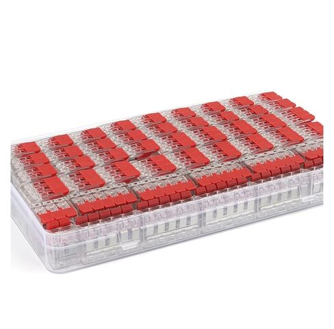 Universal Compact Wiring Splicing Conector Quick Wiring Terminal Block Set 25/75/76/90PCS Red Lever Compact Copper Conductor Push-in Electric Cable Wire Connector Kit(Red 75PCS) in Saudi Arabia