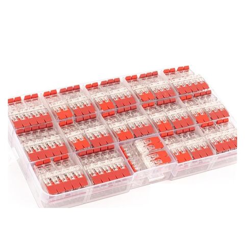 Universal Compact Wiring Splicing Conector Quick Wiring Terminal Block Set 25/75/76/90PCS Red Lever Compact Copper Conductor Push-in Electric Cable Wire Connector Kit(Red 75PCS) in Saudi Arabia
